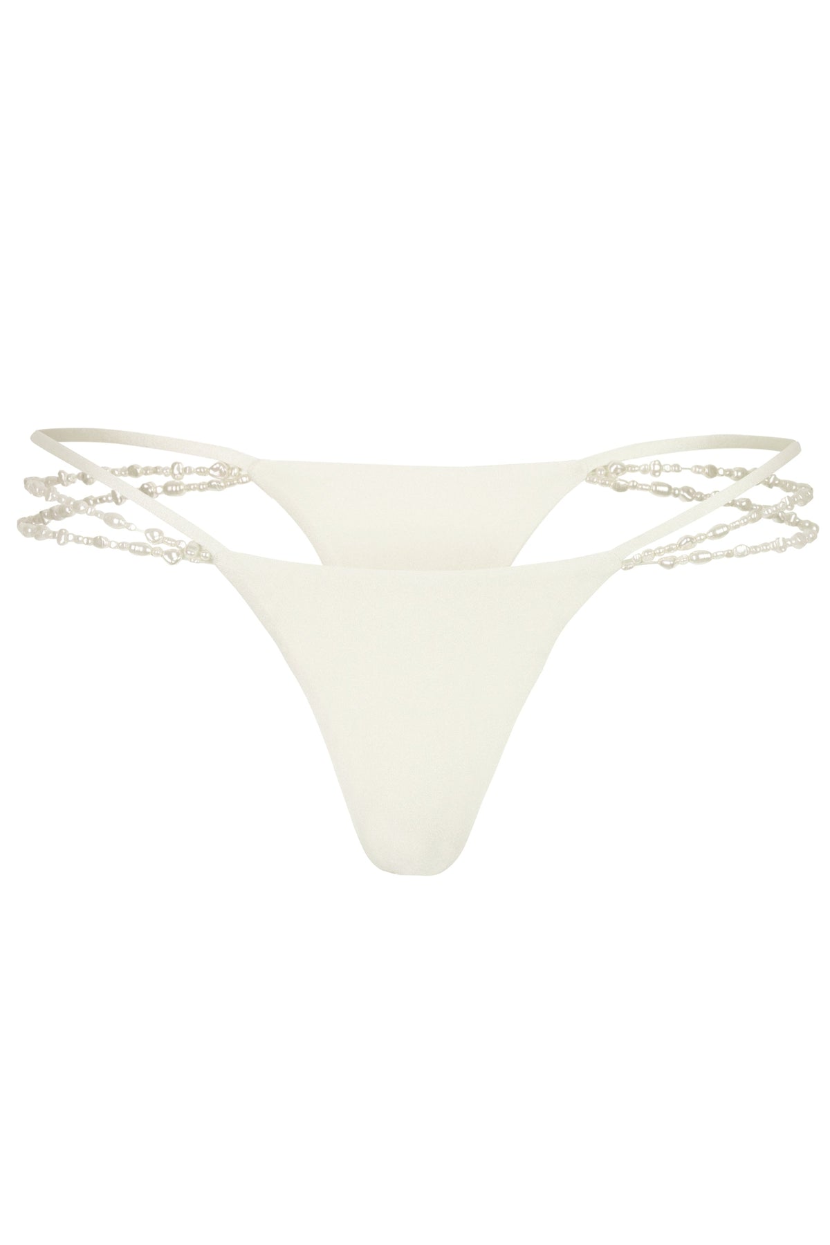 Multi-Strap Cheeky Bikini Bottoms  in Pearl