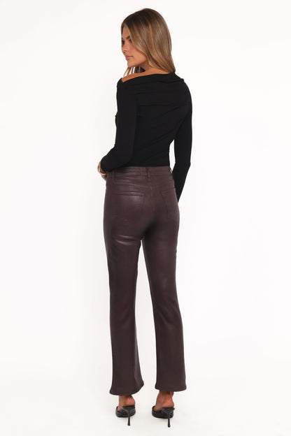 Kalindi Coated Cropped Bootcut Jean - Espresso