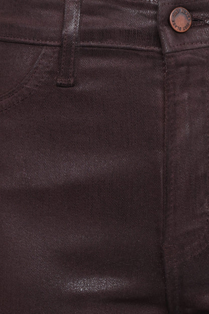 Kalindi Coated Cropped Bootcut Jean - Espresso