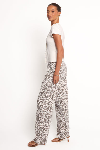 Leila Printed Wide Leg Jean - Leopard