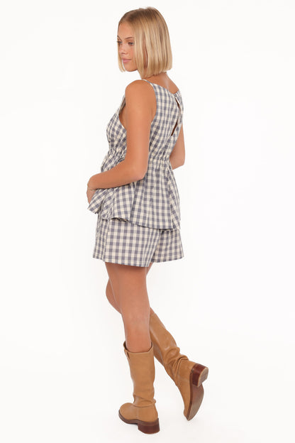 Rory Shorts - Slate Blue Gingham