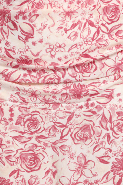 Velda Ruched Maxi Skirt - Pink Floral