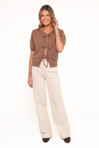 Koskie Tie Knit Top - Chocolate