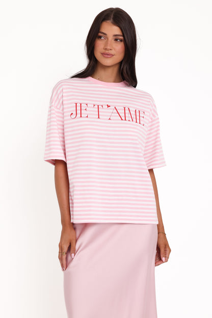 Marly Je T'Aime Tee - Pink Stripe