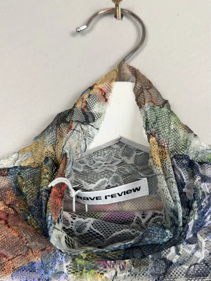 Rave Review Greta Patchwork-polotröja NWT