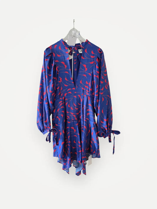 Self-Portrait Printed Satin Mini-klänning NWT