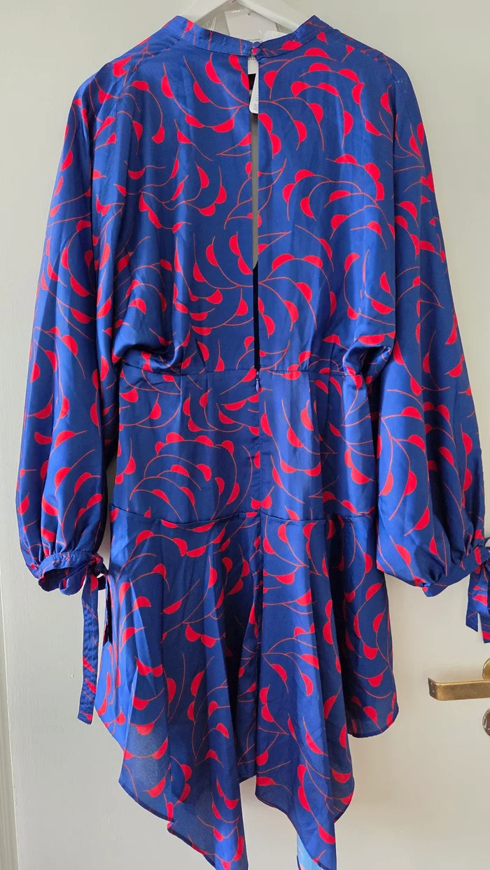 Self-Portrait Printed Satin Mini-klänning NWT