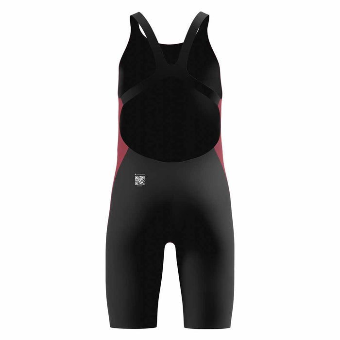 Speedo Girls Fastskin Junior Endurance+ Max openback kneesuit in regal red and black, designed for competitive swimming.