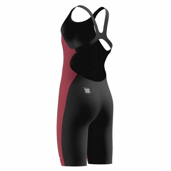 Speedo Girls Fastskin Junior Endurance+ Max openback kneeskin swimsuit in regal red and black, designed for competitive swimming.