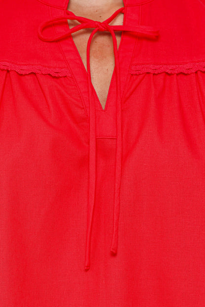 Kylie Flutter Sleeve Top - Red