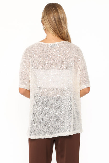 Nadine Sheer Tee Top - Cream