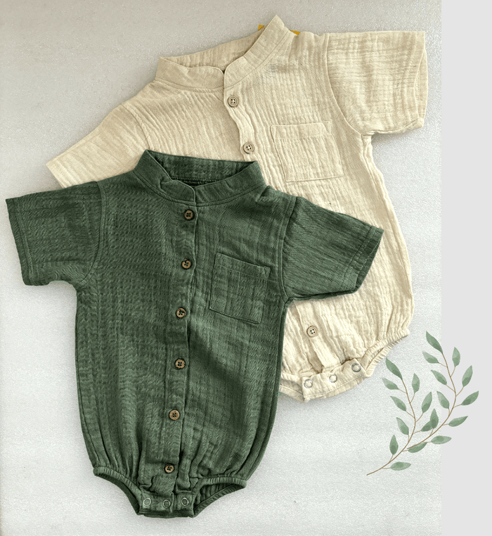 Turtle Collar Baby Boy Shirt Romper
