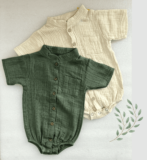 Turtle Collar Baby Boy Shirt Romper