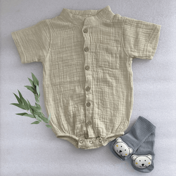 Turtle Collar Baby Boy Shirt Romper