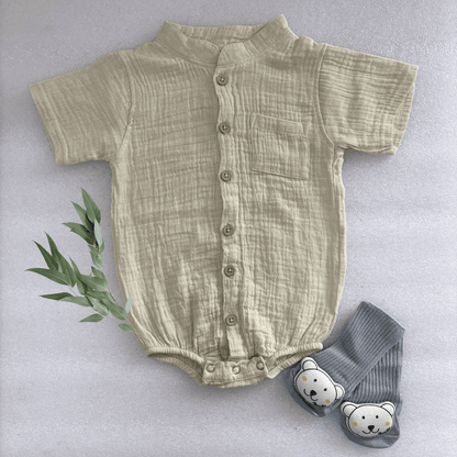 Turtle Collar Baby Boy Shirt Romper