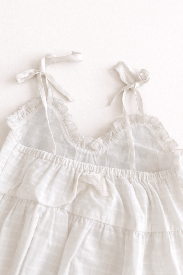 White Embroidered Spaghetti Ruffle Romper Butterfly
