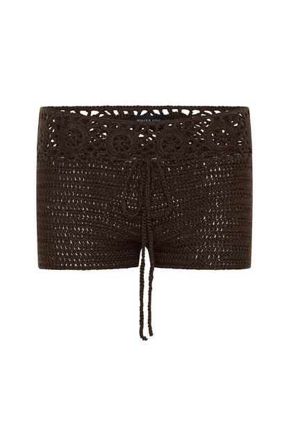 No Plans Crochet Shorts Chocolate
