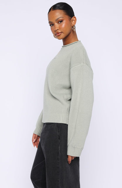 Snow Dreams Knit Sweater Sage