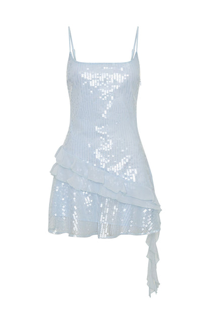 Supernova Sequin Mini Dress Ice Blue