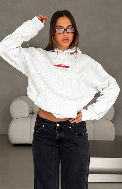 With Love In The Moment Oversized Hoodie Grey Marle